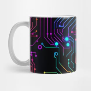 Cybernetic Dreams: Vibrant Neon Circuitry Abstract Design Mug